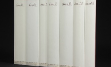 Leather book spines on panel